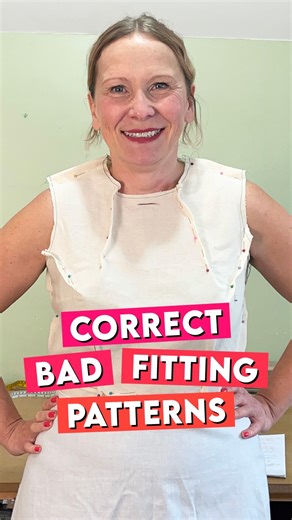 CreativeBobbin on Instagram: "Do you know how to adjust a bad fitting pattern to make it perfect? You don’t need to start again, you can fit your sample and adjust your pattern from that. My full step by step tutorial on YouTube shows you how to do it. #sewingtutorial #patterncutting #sewingadjustments"