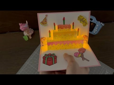 DIY Light-Up Pop-Up Birthday Card 🎂 Glowing Cake Paper Craft