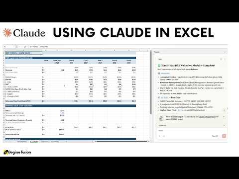 Claude in Excel: build a complete 5-year DCF (Discounted Cash Flow)