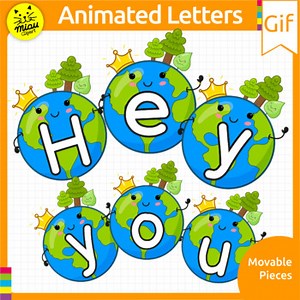 Earth Day Clipart Animated Letters | Upper and lowercase Alphabet | Gif Clip Art
