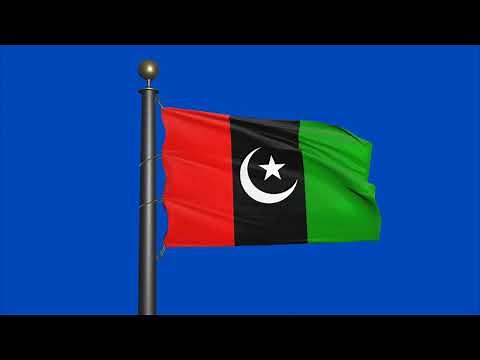 Pakistan Peoples Party - PPP Flag - Waving Blue Screen Animation