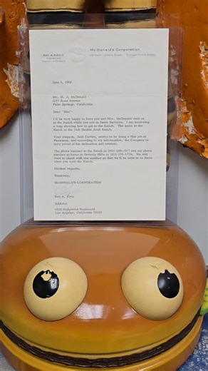 Incredible 1968 letter from Ray Kroc to Maurice "Mac" McDonald who, together with his brother Richard, founded McDonald's in San Bernadino, California in 1940. #thefounder #raykroc #mcdonaldbrothers #macmcdonald #mcdonalds #1968 #1960s #california #santabarbara #letter #mcdonaldscorporation #history #archives #fastfood #fastfoodhistory | The Fast Food Museum