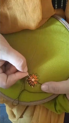 Beautiful button hole stitch embroidery with beads ☺ #handembroidery #handwork