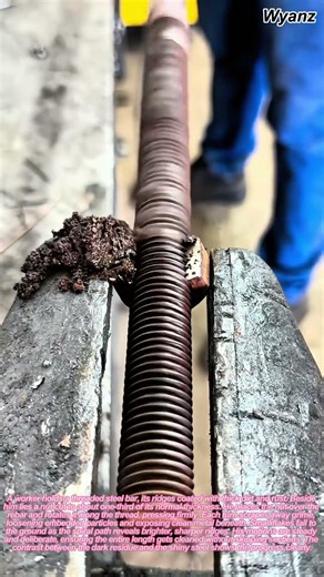 worker cleaning rebar thread with partial nut | daily construction routine