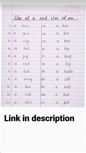 💯 use of A and An 💯