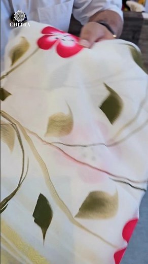 Hand Painted Chiffon Saree 🌸 Zari Elegant Look #shorts #reels