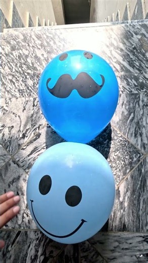 POV: Sky Blue Smiley Balloon 😊 VS Blue Mustache Balloon 😎💦🎈 | ASMR Water Balloon Drop Test in 4K