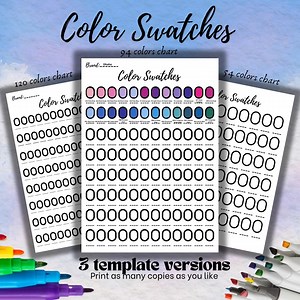 Printable Color Swatch Chart, Marker Testing Template, Swatch Tracker, Swatches Examples Tracker - Etsy
