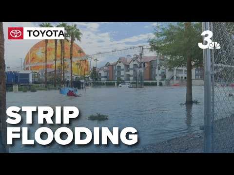 Flash flooding sends water rushing through streets near Las Vegas Strip