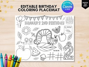 Very Hungry Caterpillar Coloring Page Editable Hungry Caterpillar 2nd Party Activity Placemat Caterpillar Activity Sheet Caterpillar Party - Etsy