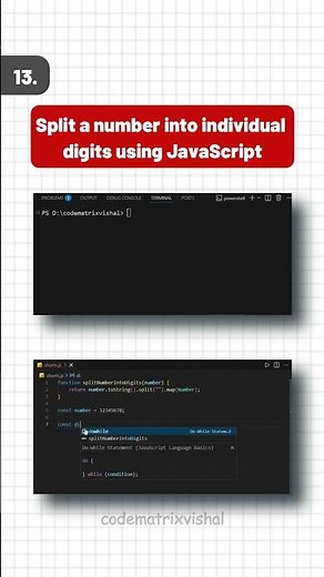 🔴 Split a Number into Individual Digits Using JavaScript | Beginner JavaScript Program #split #js