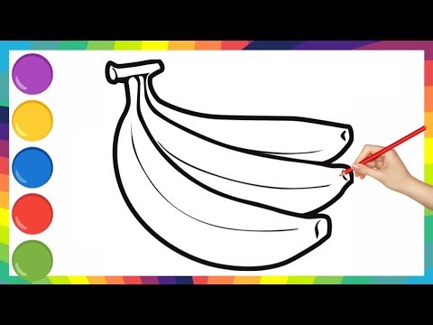 Banana Drawing for Kids | Easy Step-by-Step Tutorial | Fun Coloring for Beginners 🎨🌿