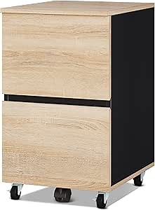 YITAHOME 2 Drawer File Cabinet, Mobile Filing Cabinet for A4, Letter Size, Printer Stand Storage Cabinet for Home Office, Oak White