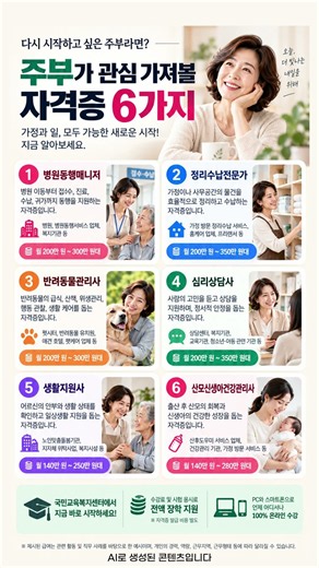 다시 시작하고 싶은 주부라면? 주부가 관심 가져볼 자격증 6가지