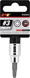 Performance Tool W38933 Drive 3 Phillips Bit Socket, 3/8