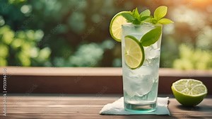 Refreshing Glass of Water With Limes and a Slice of Lime