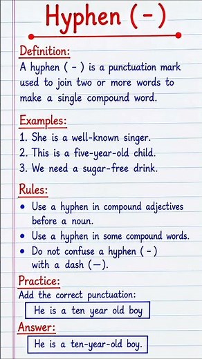 Hyphen (-) Punctuation Rules | Easy English Grammar