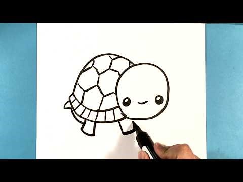 How to Draw a Turtle for Beginners - Step by Step - Cute Animals to Draw