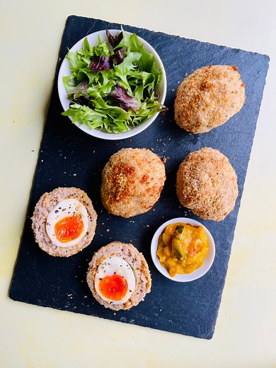 Forget deep-frying, our air fryer scotch egg recipe (with runny yolk) is fuss-free perfection