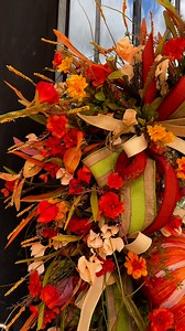 14K views · 300 reactions | New to my Etsy shop!! Fall has never looked so fabulous! This lush autumn wreath is bursting with fiery florals, vibrant pumpkins, and ribbon details that bring all the cozy harvest vibes straight to your door.  #wildaboutwreaths #fall #wreath #falldecor | Wild About Wreaths | Facebook