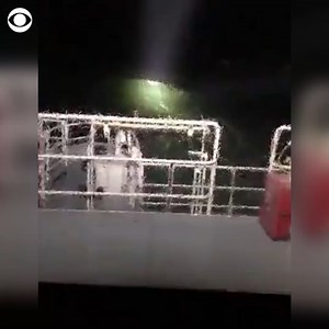 STORM AT SEA: A Belgian ship was battered by waves fueled by Storm Corrie as it traveled across the North Sea on Monday. According to the Royal Meteorological Institute, wind gusts from the storm reached up to 53 mph. | CBS News