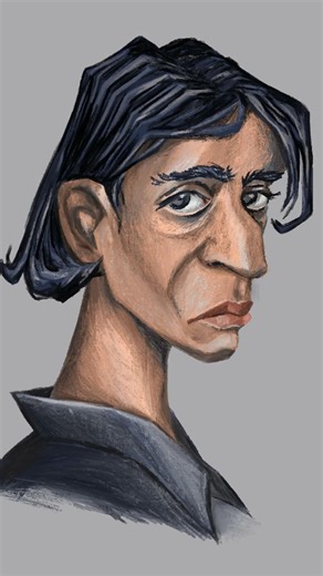 Drawing a male portrait on an iPad