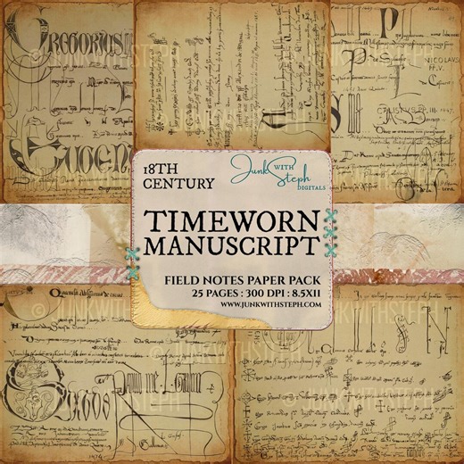 Timeworn Manuscript: Scanned Vintage Book Antique Medieval Script & Text Grunge Lettering Journal (digital Download) - Etsy