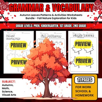 Autumn Leaves Patterns & Activities Worksheets - Fall Nature Exploration for Kid