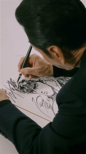 Tetsuo Hara, creator of Fist of the North Star! making a special autographed illustration