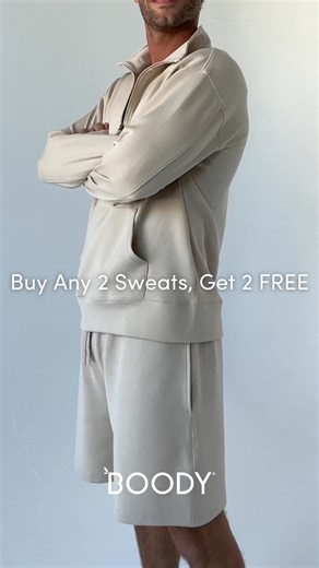 DOUBLE UP ON COMFORT | For a limited time only, buy any two pieces from our Sweats collection and you’ll score an additional two for FREE*. Twice as nice! Discount automatically applied at checkout. *T&Cs apply. | Boody | Facebook