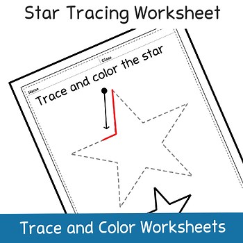 Star Shape Tracing and Color Worksheets for Kindergarten