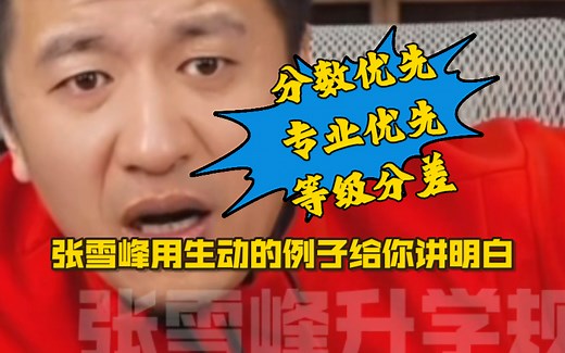 什么是分数优先，专业优先，等级分差？张雪峰用生动的例子给你讲明白_哔哩哔哩_bilibili