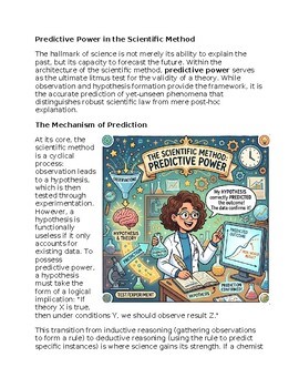 Predictive Power in Scientific Method Reading Passage x 10 Questions
