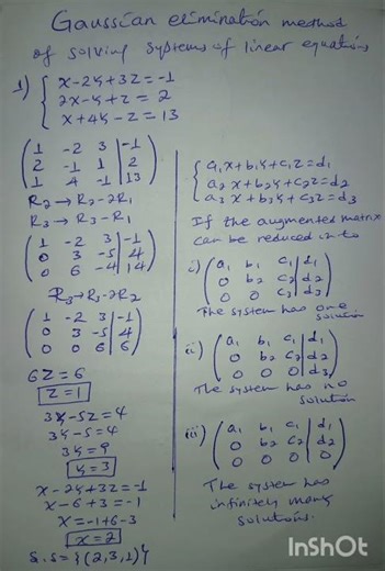 gaussian elimination method of solving systems of linear equations part1