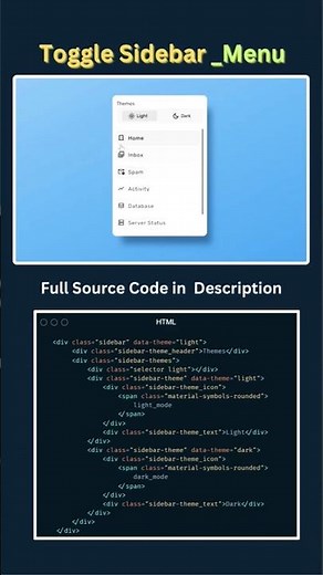 Responsive Sidebar with Light/Dark Mode (HTML, CSS & JS) #coding