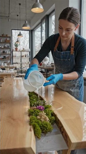 Amazing Epoxy River Table Build 🌿 Moss First Then Crystal Clear Resin Full Process Timelapse