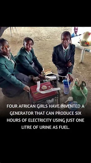 Exposure07 on Instagram: "Incredible innovation from four African girls who invented a generator that uses just 1 liter of urine to produce electricity for 6 hours! This breakthrough offers a sustainable solution to power needs in remote areas. "