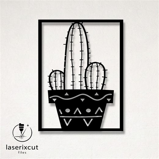 Decorative Cactus Laser Cut Vector Design – SVG, DXF, Ai, Pdf Files Glowforge, Cricut, CNC, Metal, Wall Decor, Digital Instant Download - Etsy Australia