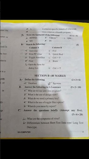 ICSE Class 7th # Computer#Second term sample paper