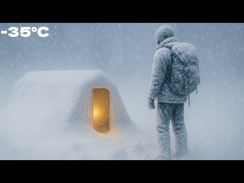 Surviving a Deadly -35°C Blizzard With Only a Thin Tarp Shelter | Off-Grid Snowstorm Survival