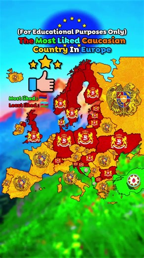 Designations: 🟧 - Armenia 🇦🇲 🟥 - Georgia 🇬🇪 🟩 - Azerbaijan 🇦🇿 | Which country do you prefer? | 🇦🇲🇬🇪🇦🇿 Most liked Caucasian courty in Europe 🇪🇺 | #Map #Mapping #Europe #Most #liked #Armenia #Georgia #Azerbaijan #Caucasian |