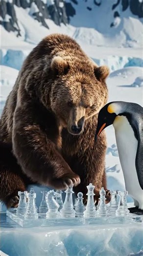 Ye penguin ke sath Kya huva 😱 #BearVsPenguin #ChessBattle #FunnyAnimals #EpicMatch