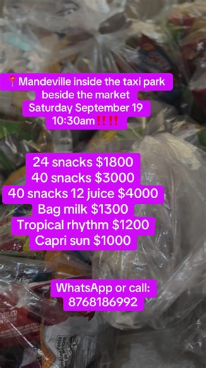 Mandeville Saturday snack sale details — September 19