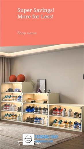 Off White Glass Door Shoe Box with RGB LED Light