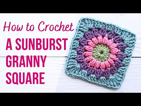 How to Crochet a Sunburst Granny Square | For Beginners | US Terms