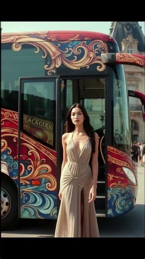 ART BUS #girl #model #bus #art #travel #drive #luxurycoach #street #runway #fashion