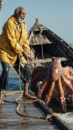 Old man Catching Big Octopus 🐙 #wildlifeentertainment #ocean #wildanimals