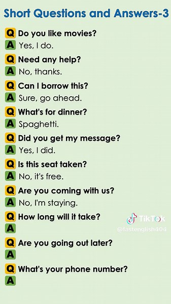 Short English Questions and Answers