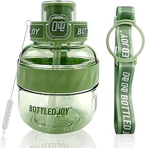 Bottled Joy 16 Oz Sports Water Bottle, Water Bottle with Straw, Portable Water Bottle with Handle Strap, Leakproof BPA Free Tritan Water Bottles for Outdoor Biking Hiking, Gifts for Boys and Girls