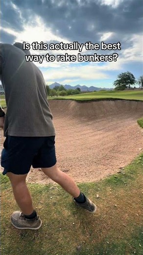 Best way to rake a bunker?🤔 #golf #golfcourse #golftips #golfswing #satisfying #bunker #maintenance